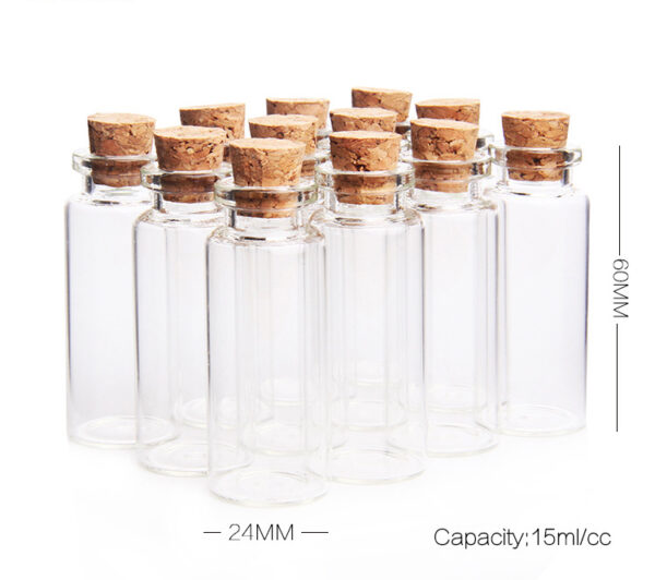 Spot supply 24x60mm wishing bottle 15ml thickened transparent tube glass bottle cork bottle, china supplier good quality